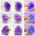 Probe Design Naturstein Amethyst druzy Cuprum Ringe